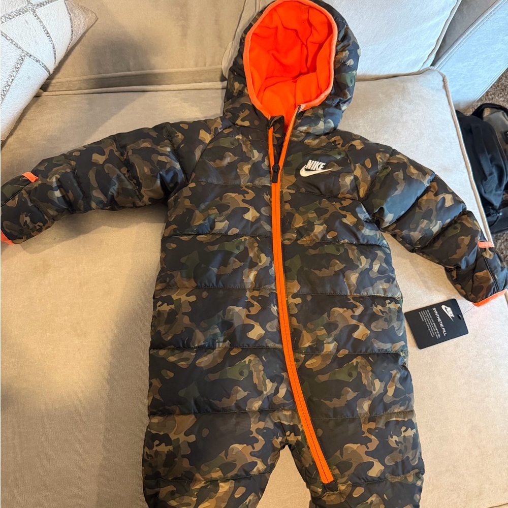 Nike Camouflage Jacket with Bright Orange Lining